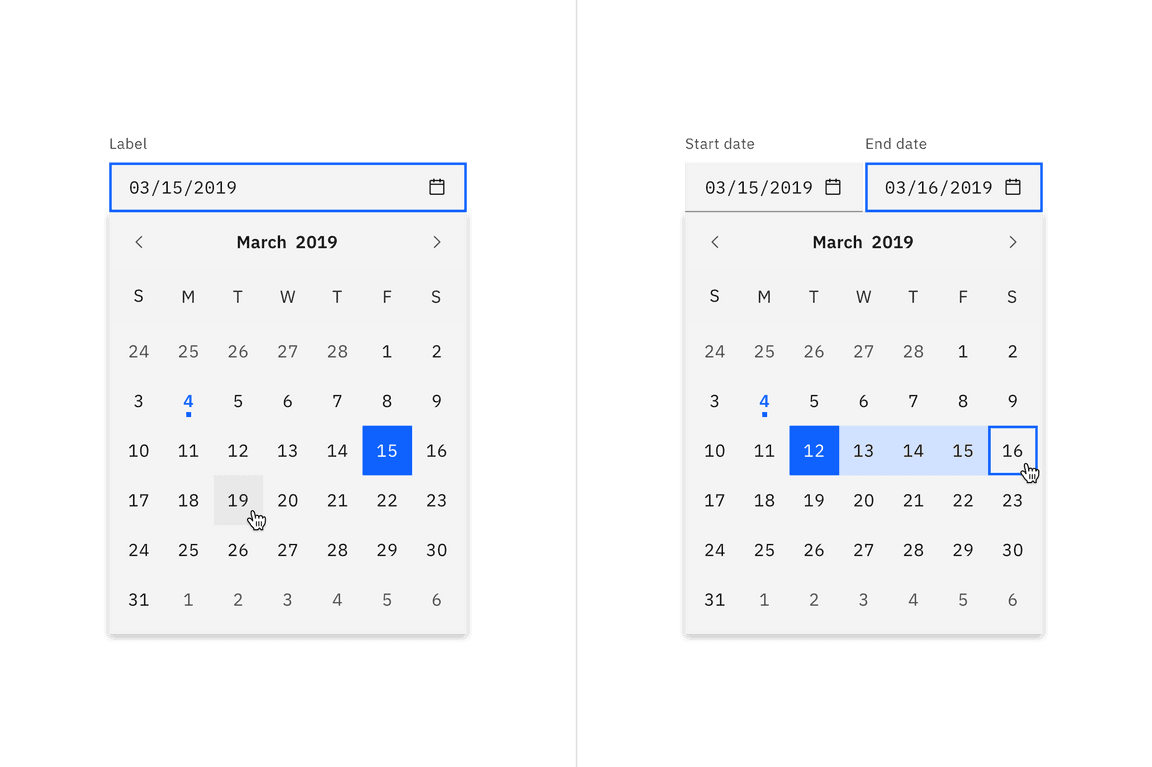 Date picker calendar examples